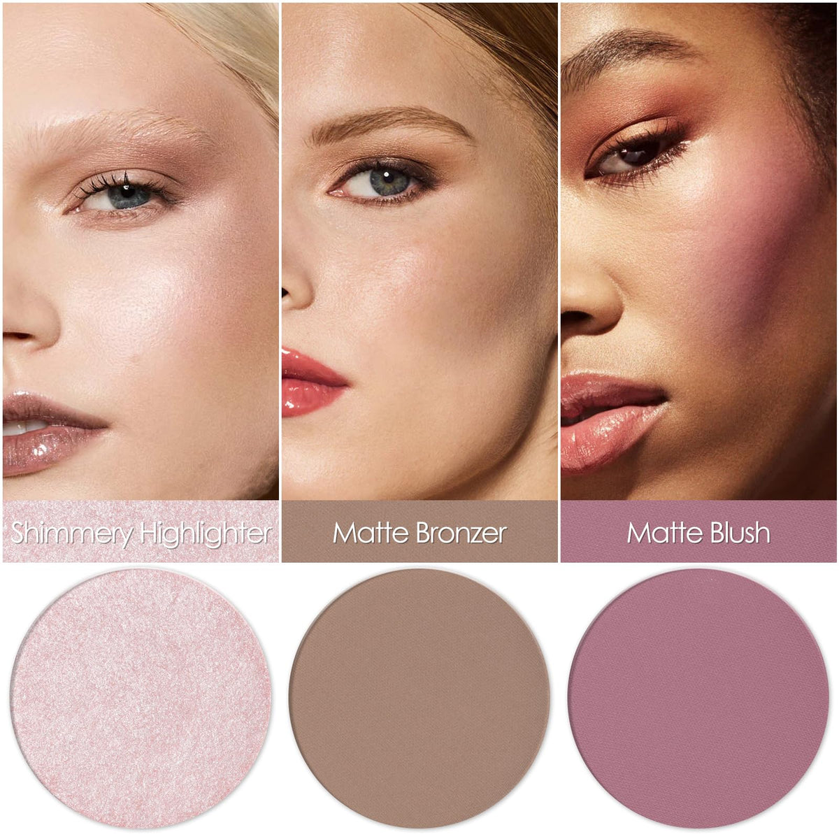 FOCALLURE close-up of matte bronzer and blush texture highlighting smooth blendability