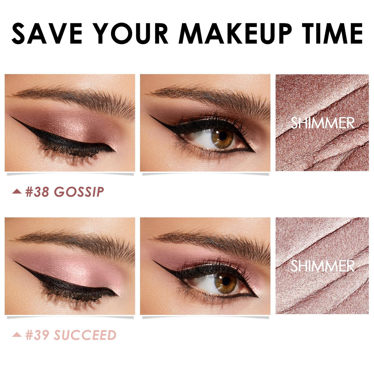 focallure peach shimmer swatch on arm, vivid pigment and glow