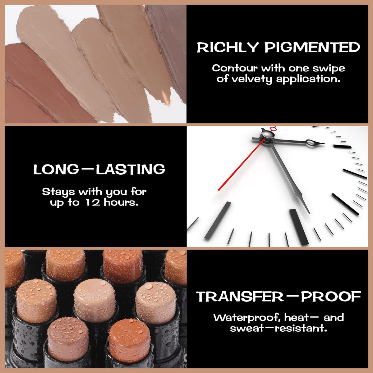 FOCALLURE contour stick blended on cheek demonstrates natural matte definition