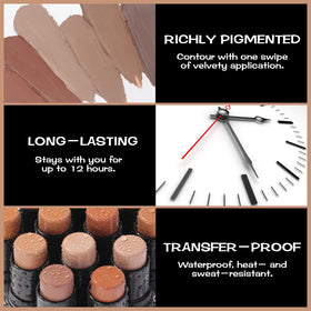 FOCALLURE contour stick blended on cheek demonstrates natural matte definition