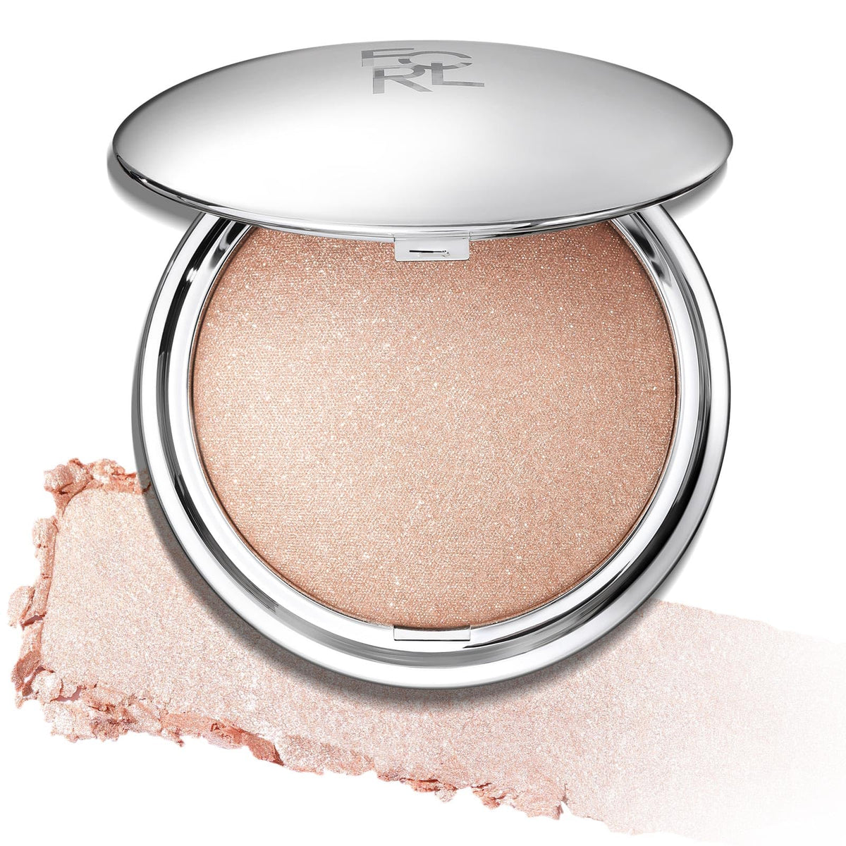 FOCALLURE compact front view showing three-color highlighter, highlights natural radiance