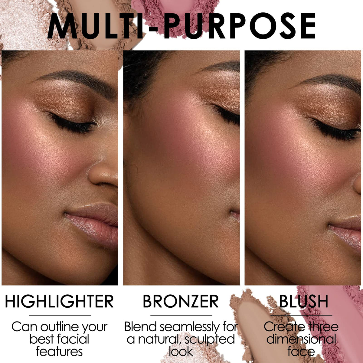 FOCALLURE highlighter swatch on arm revealing shimmer payoff and glow