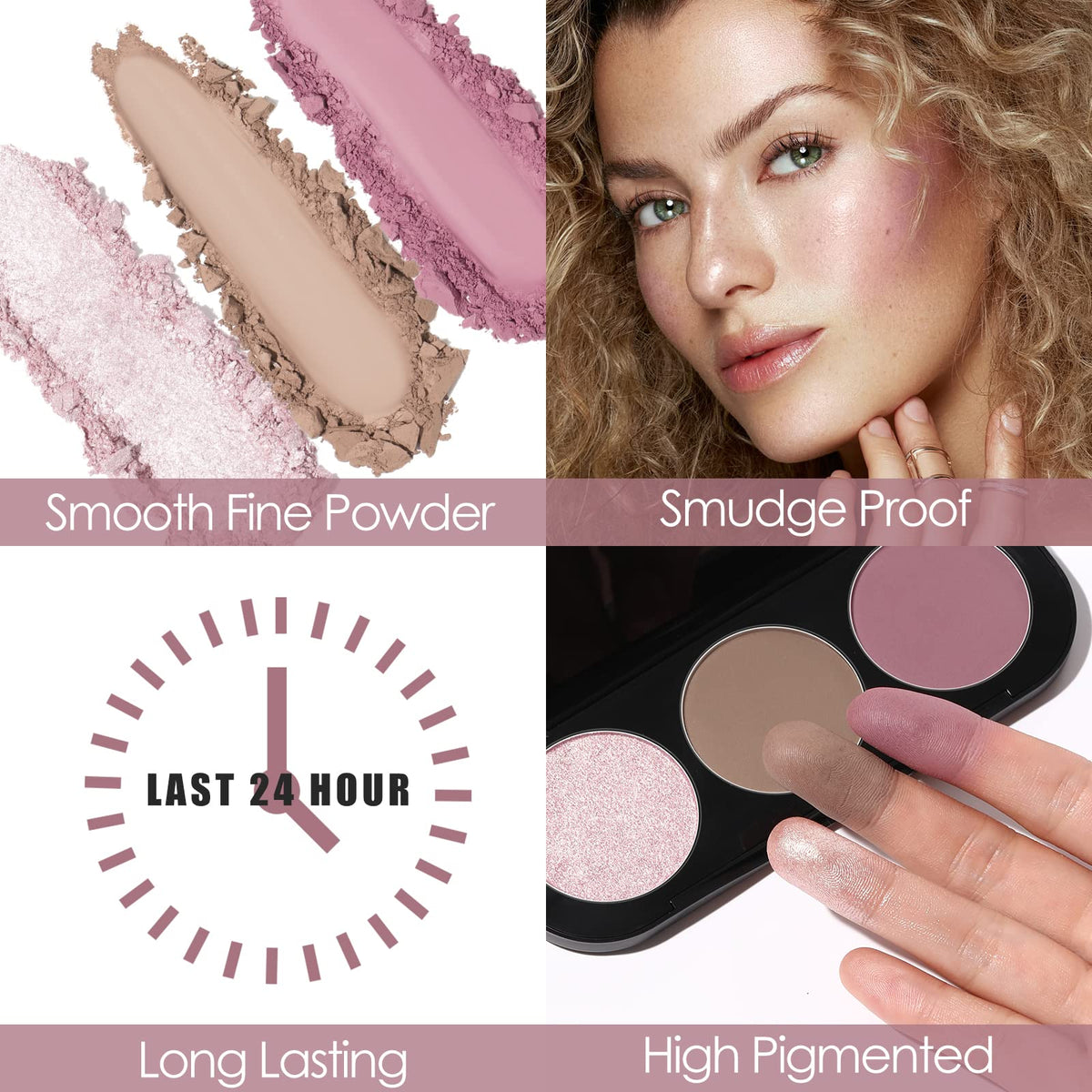 FOCALLURE highlighter texture swatch demonstrating shimmer payoff and luminous finish