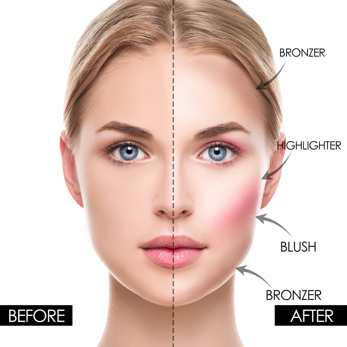 FOCALLURE product in use applied to cheek demonstrating instant radiance