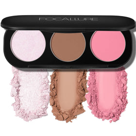 FOCALLURE palette front open showing bronzer blush highlighters for quick contouring