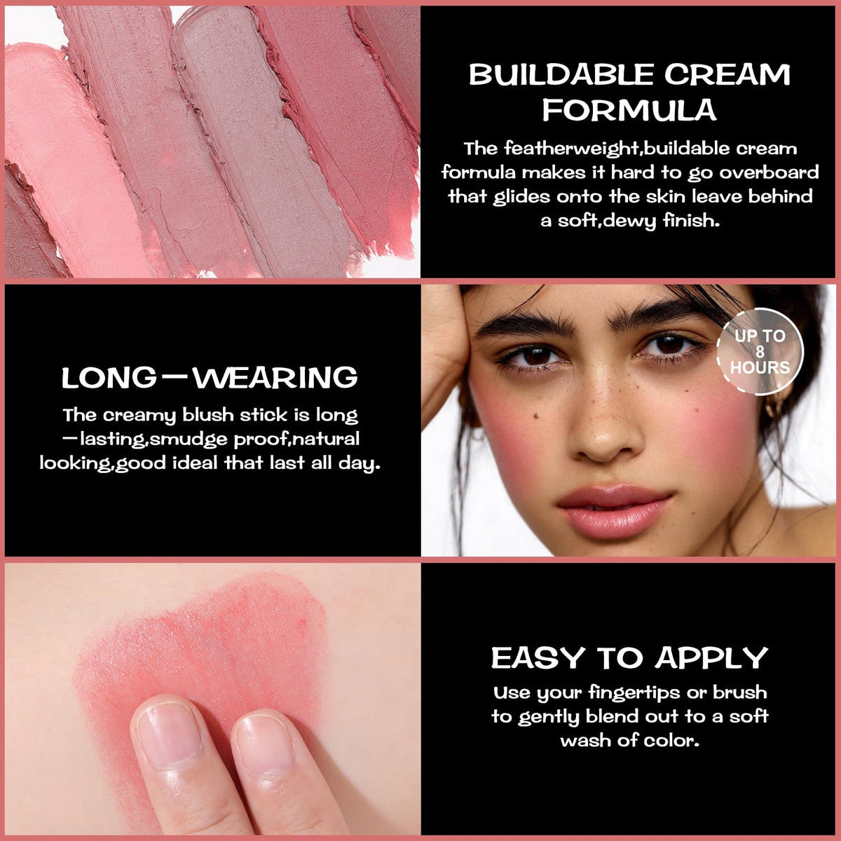 FOCALLURE Rose Marble applying on cheek with finger, quick natural-looking flush benefit