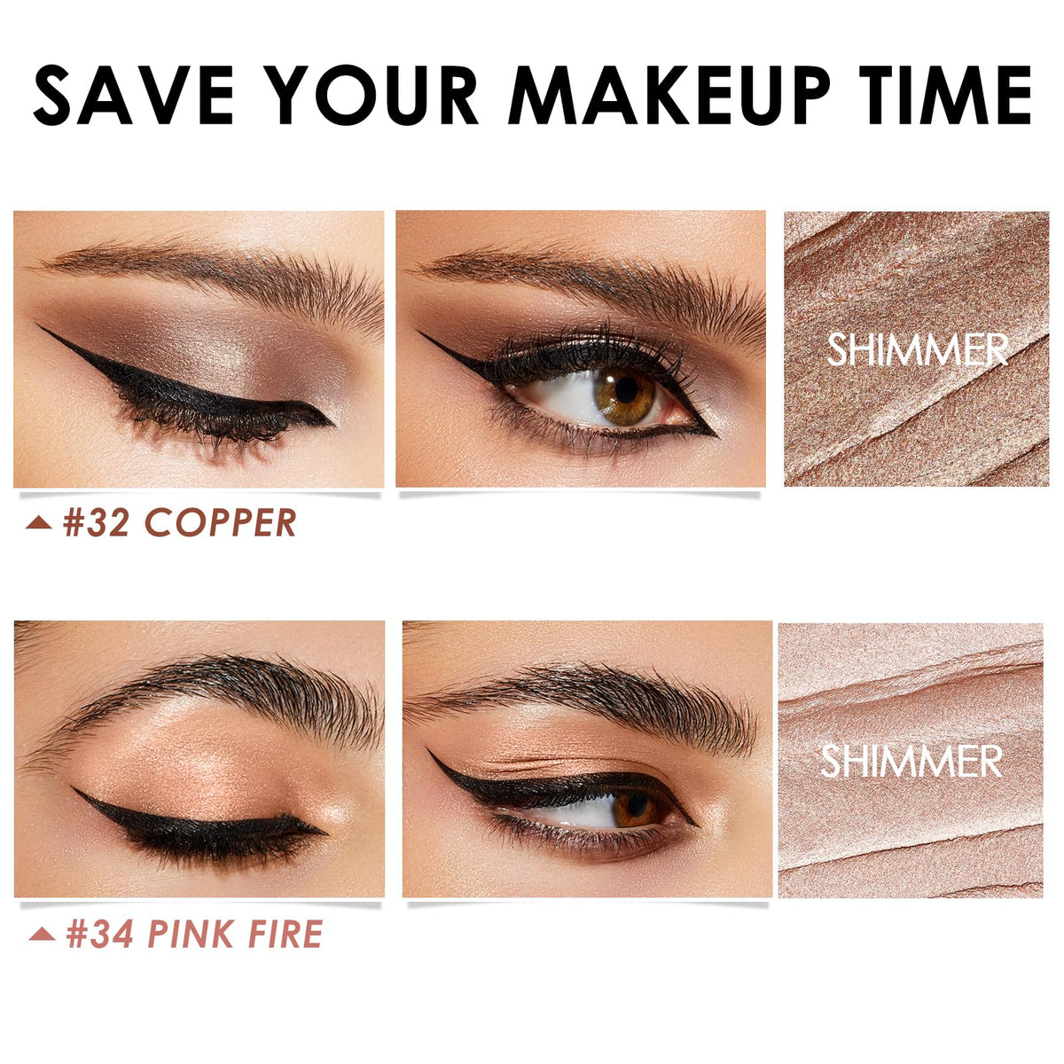 FOCALLURE eyeshadow sticks held in hand to show size and travel-friendly convenience