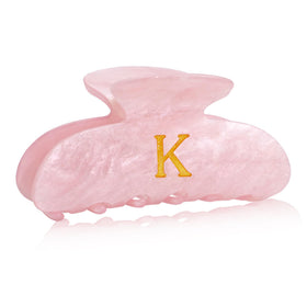 Fohufo pink letter K clip front view shows elegant monogram and secure hold