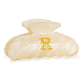 Fohufo letter R front view showing glitter finish and monogram elegance