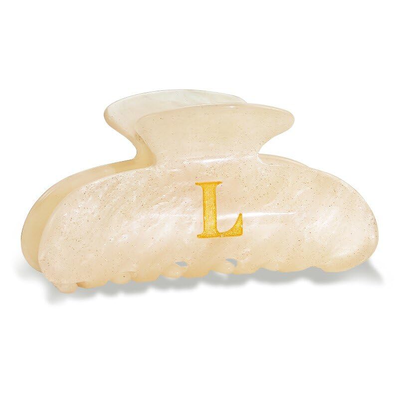 Fohufo front view of L monogram clip showing stylish personalized look and secure hold