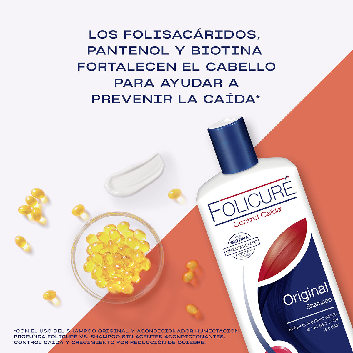 Close-up texture of Folicure shampoo drops highlighting nourishing formula