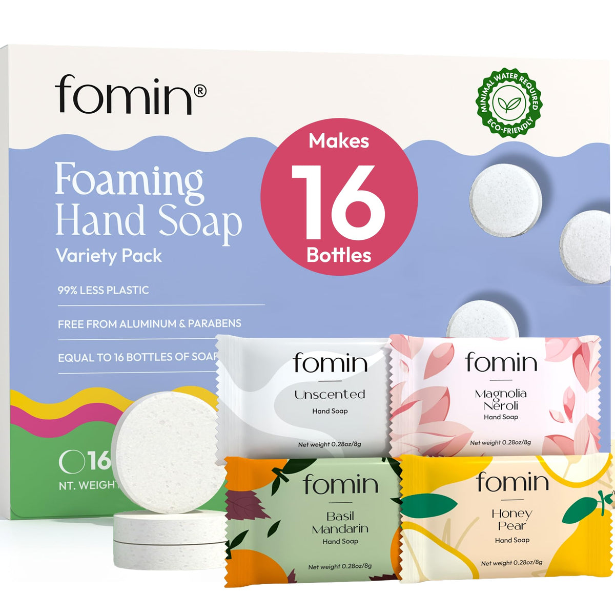 FOMIN front packaging showing 16-pack and savings benefit