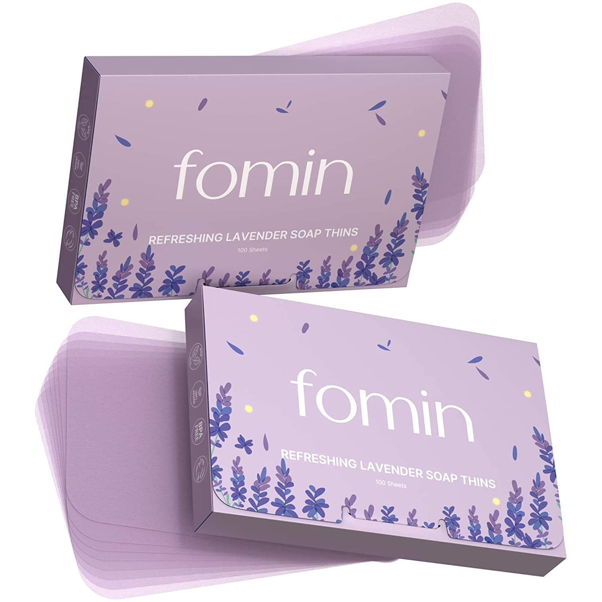 FOMIN front packaging with lavender scent showing compact travel benefits