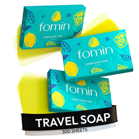 FOMIN front packaging showing compact lemon sheet pack benefit portability