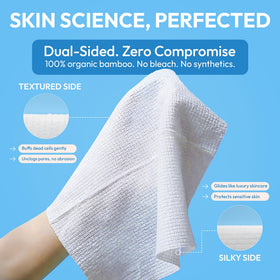 FOMIN towel removing makeup demonstrating effective, gentle cleansing