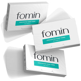 FOMIN pack front view showing compact travel-ready soap sheets and clear labeling