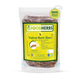 Foodherbs pouch of vetiver roots showing packaging and resealable pouch benefit