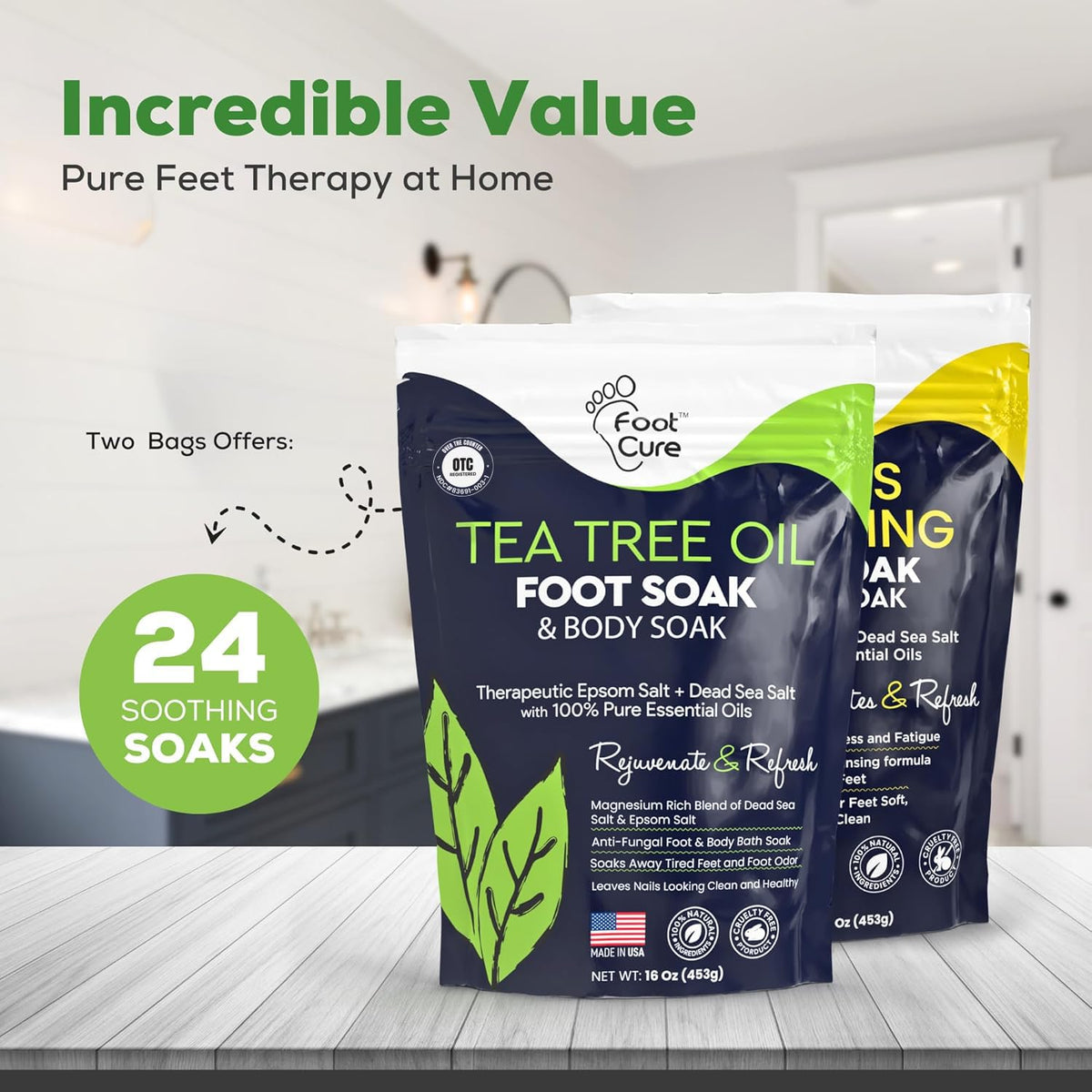 FOOT CURE before and after feet comparison showing smoother skin benefit