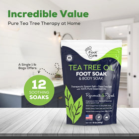 FOOT CURE arrangement of tea tree and herbs showing natural botanicals for soothing scent
