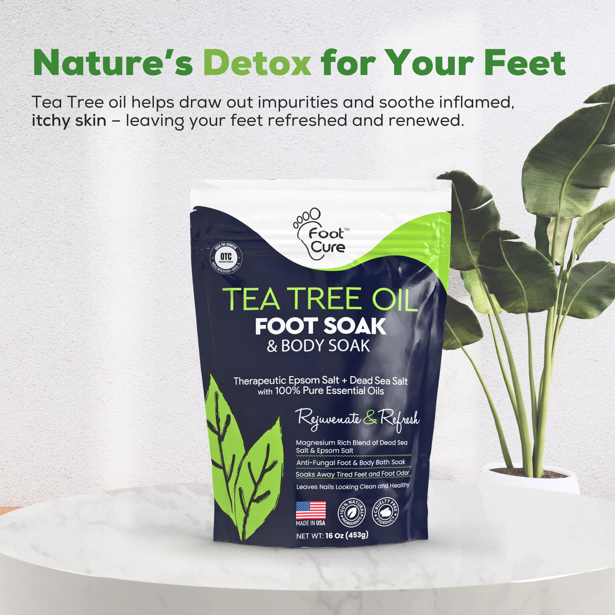 FOOT CURE lifestyle scene of a person enjoying a pedicure highlighting at-home spa comfort