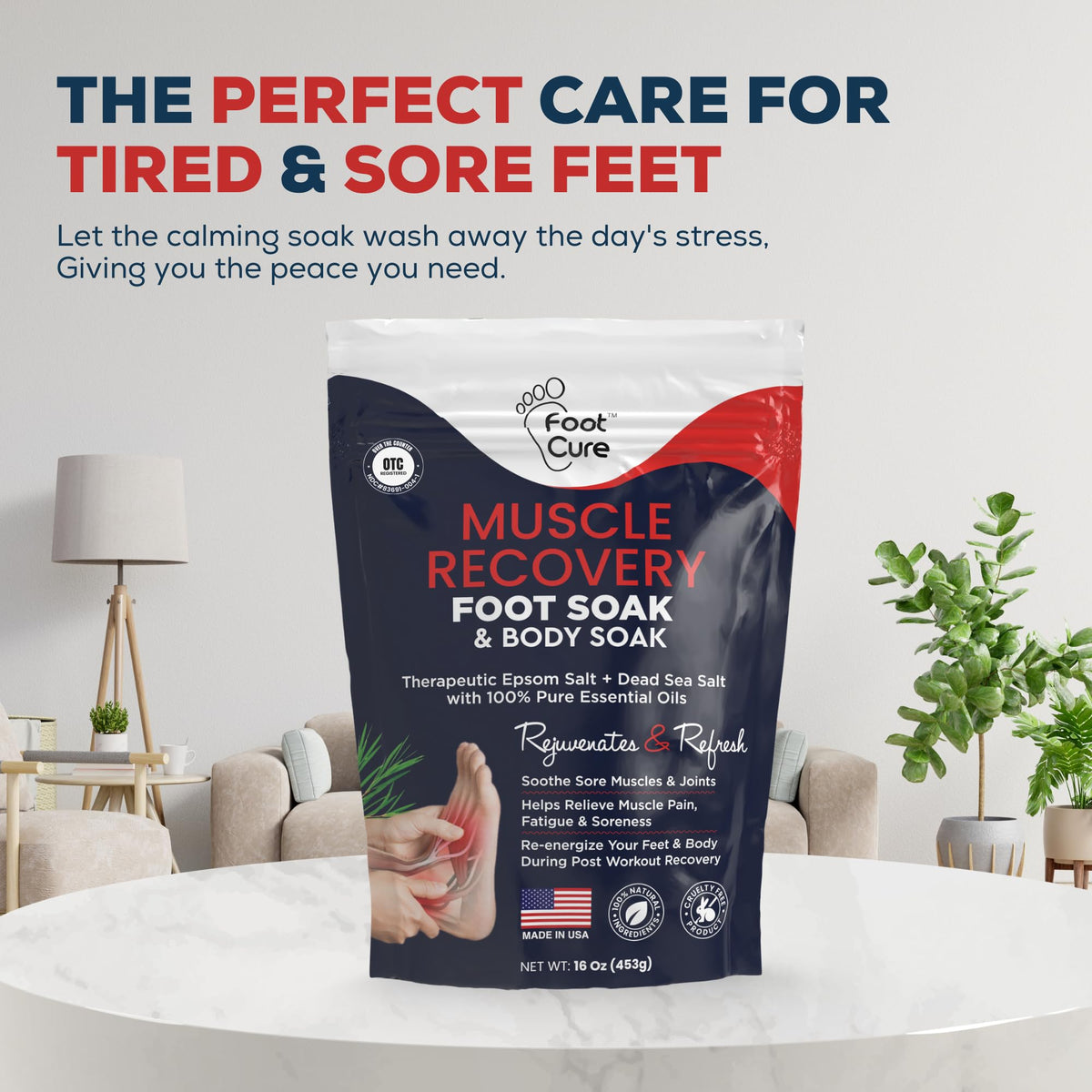 FOOT CURE pumice tool next to soak showing pedicure prep