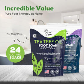 FOOT CURE tea tree oil drop on fingertip illustrating aromatic clean scent benefit