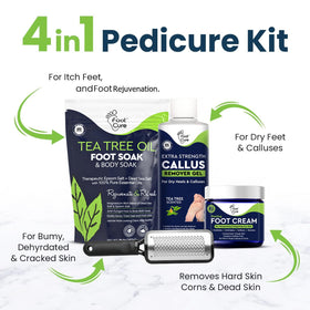 FOOT CURE tea tree Epsom salt soak in bowl for relaxing softening