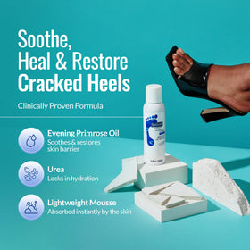 FOOTLOGIX tube on bathroom shelf showing daily care convenience