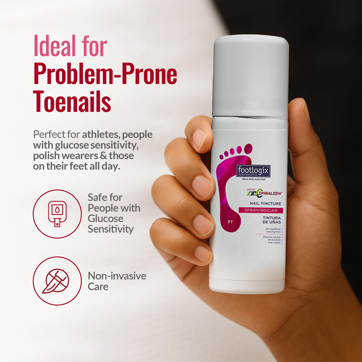 FOOTLOGIX bottle on bathroom shelf lifestyle image suggesting daily routine