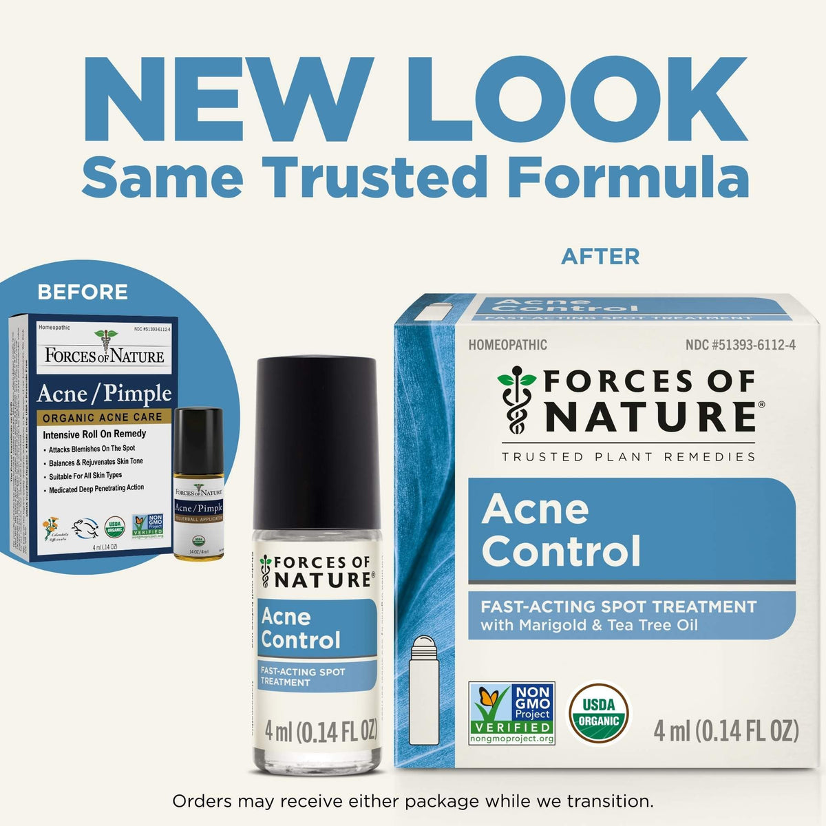 Forces of Nature rollerball application on skin for precise blemish targeting