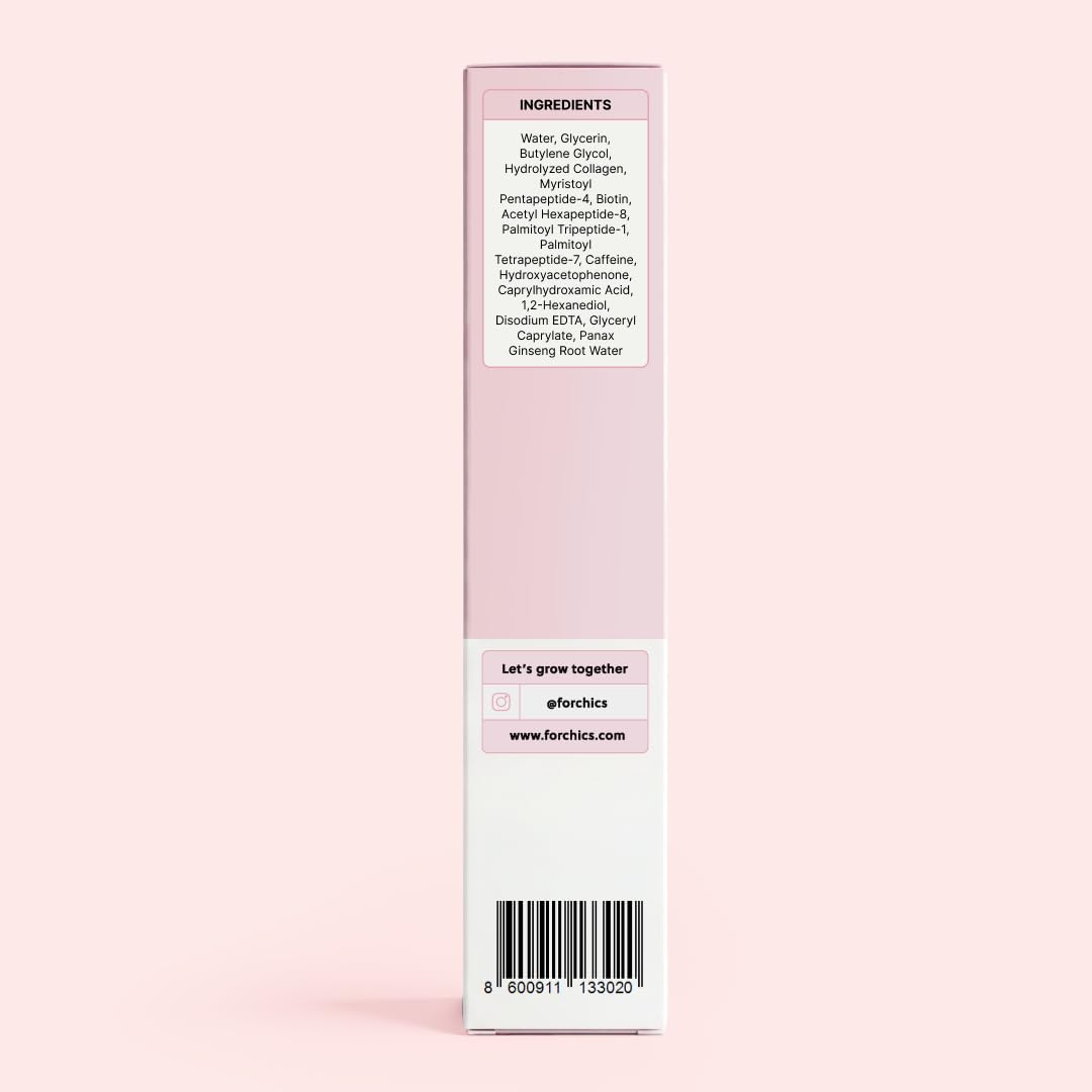 ForChics bottle on bedside table next to makeup, showing convenient nightly routine benefit