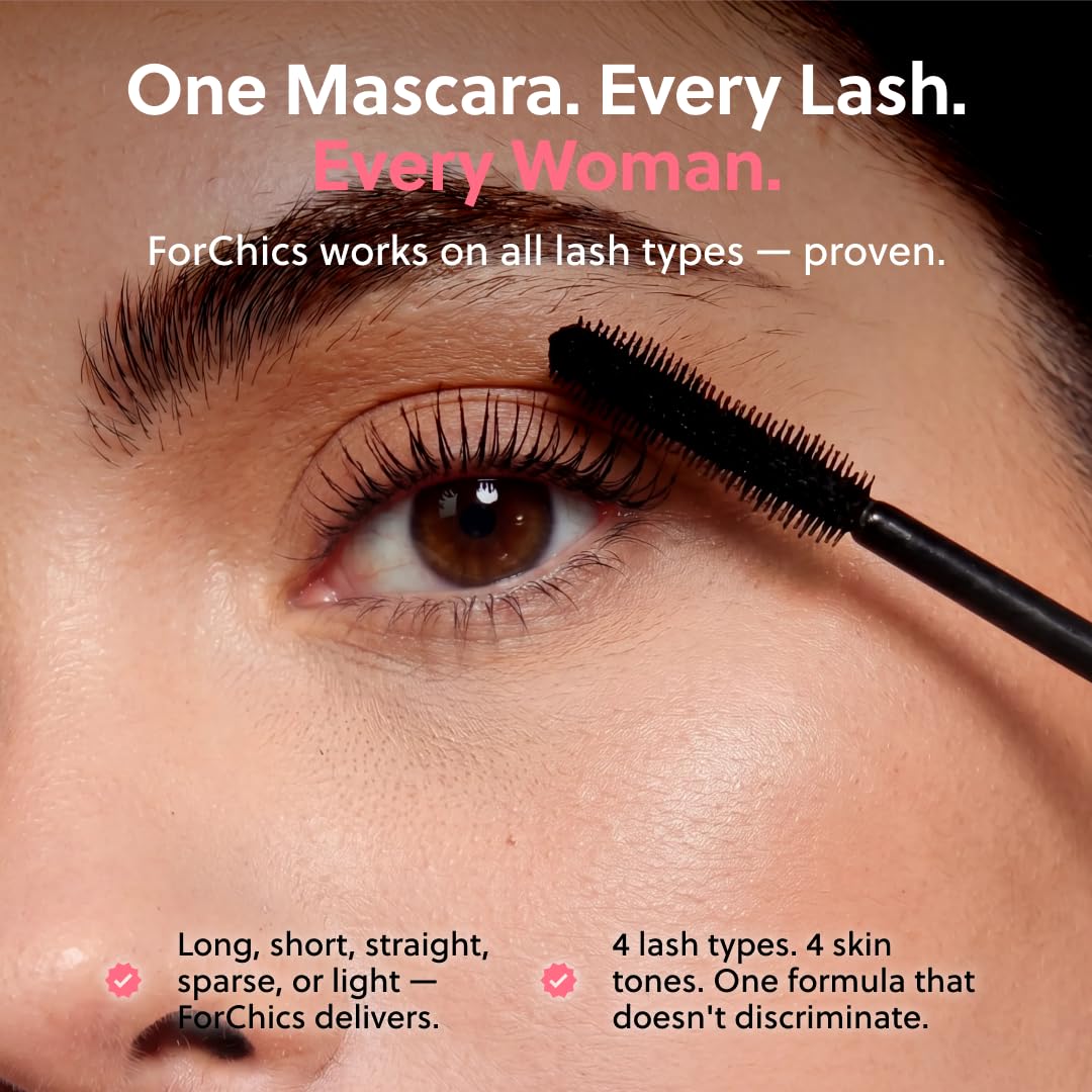ForChics mascara applied on lashes zoom for dramatic volume and visible length