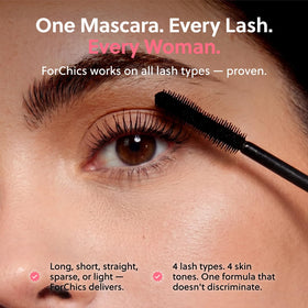 ForChics mascara applied on lashes zoom for dramatic volume and visible length