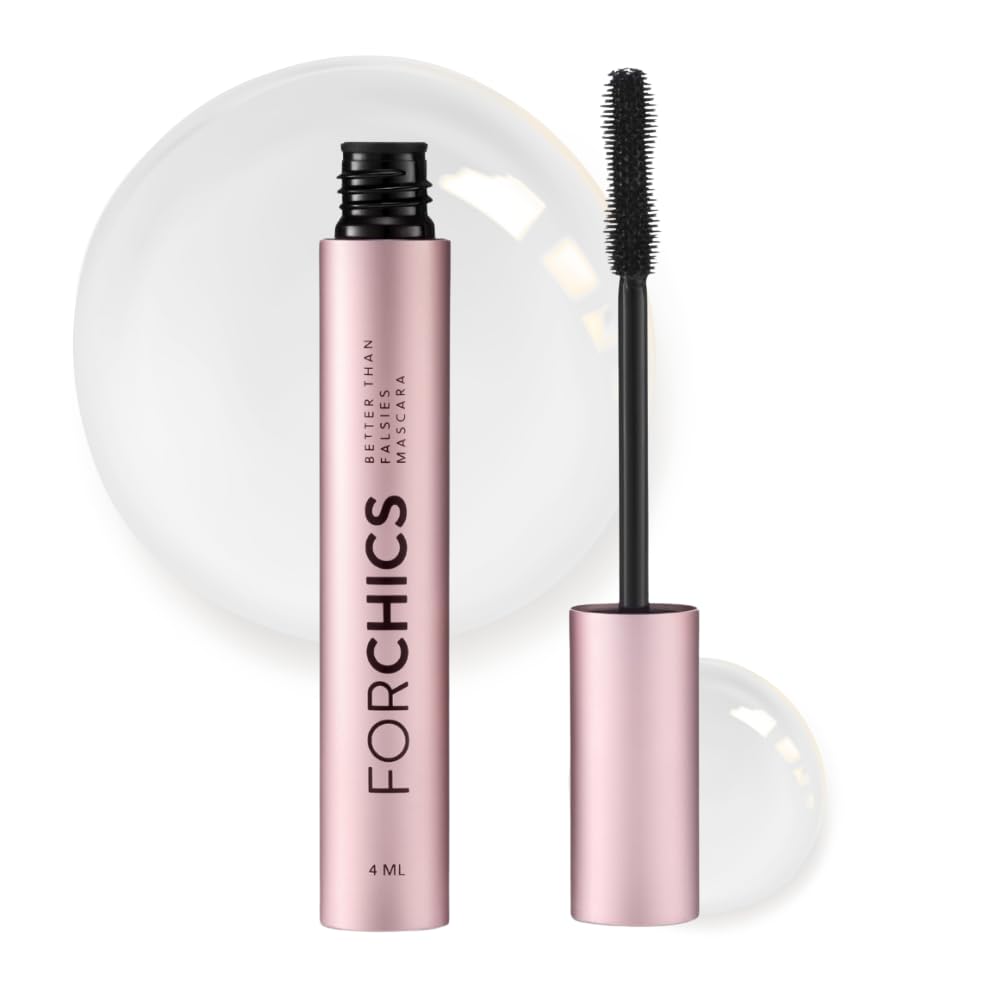 ForChics mascara tube front showing sleek packaging and treatment benefits
