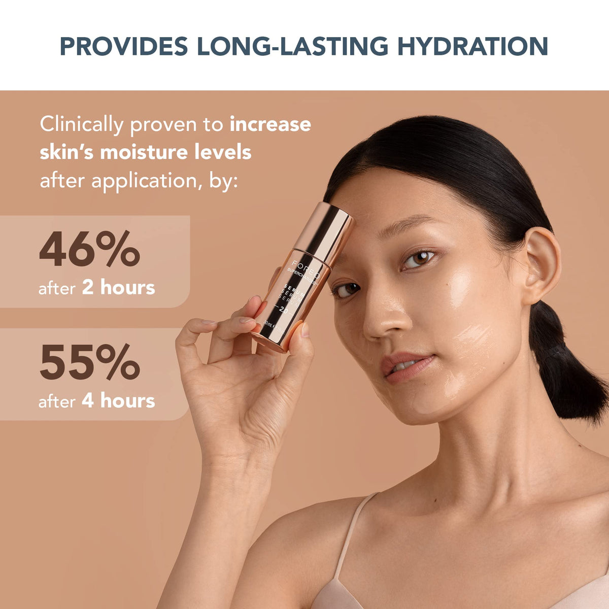 FOREO pipette dispensing serum drop, shows precise application benefit