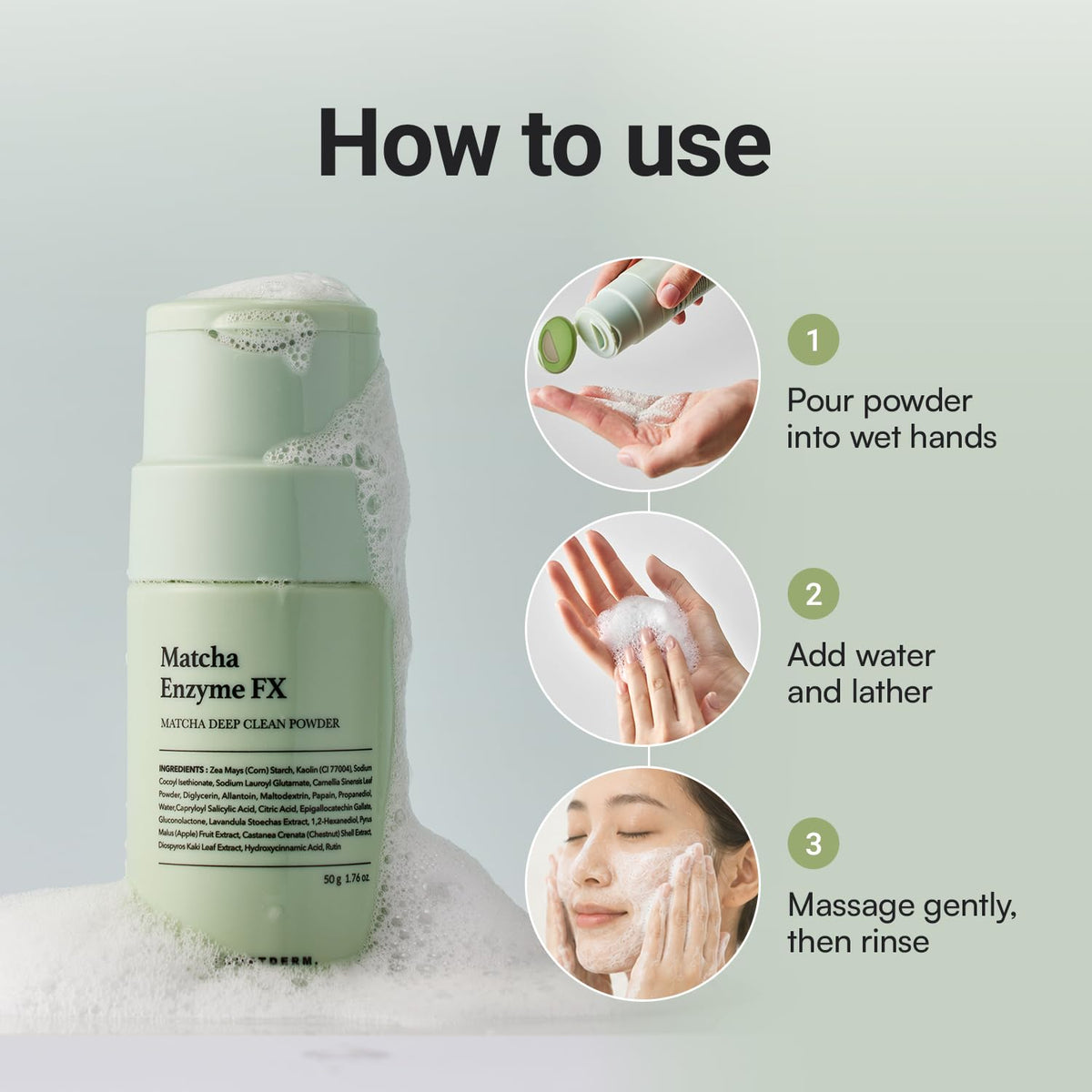 FORETDERM applied to skin illustrating gentle cleansing action