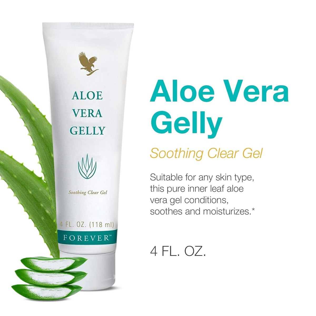 Forever Living open jar revealing gel interior and easy scoop convenience