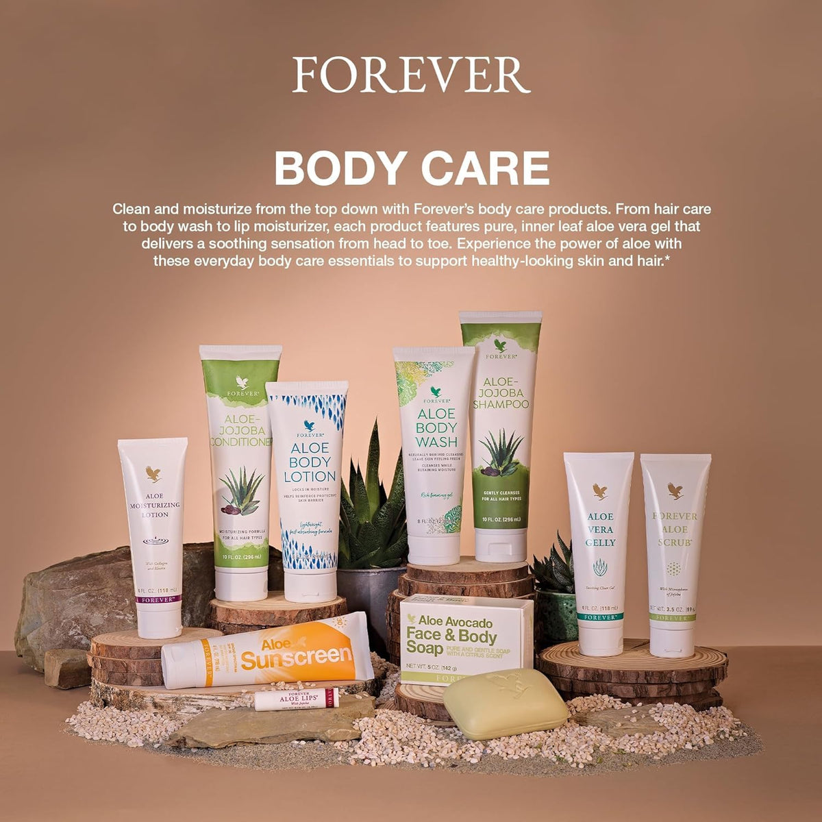 Forever Living jar on bathroom shelf suggesting daily skincare routine
