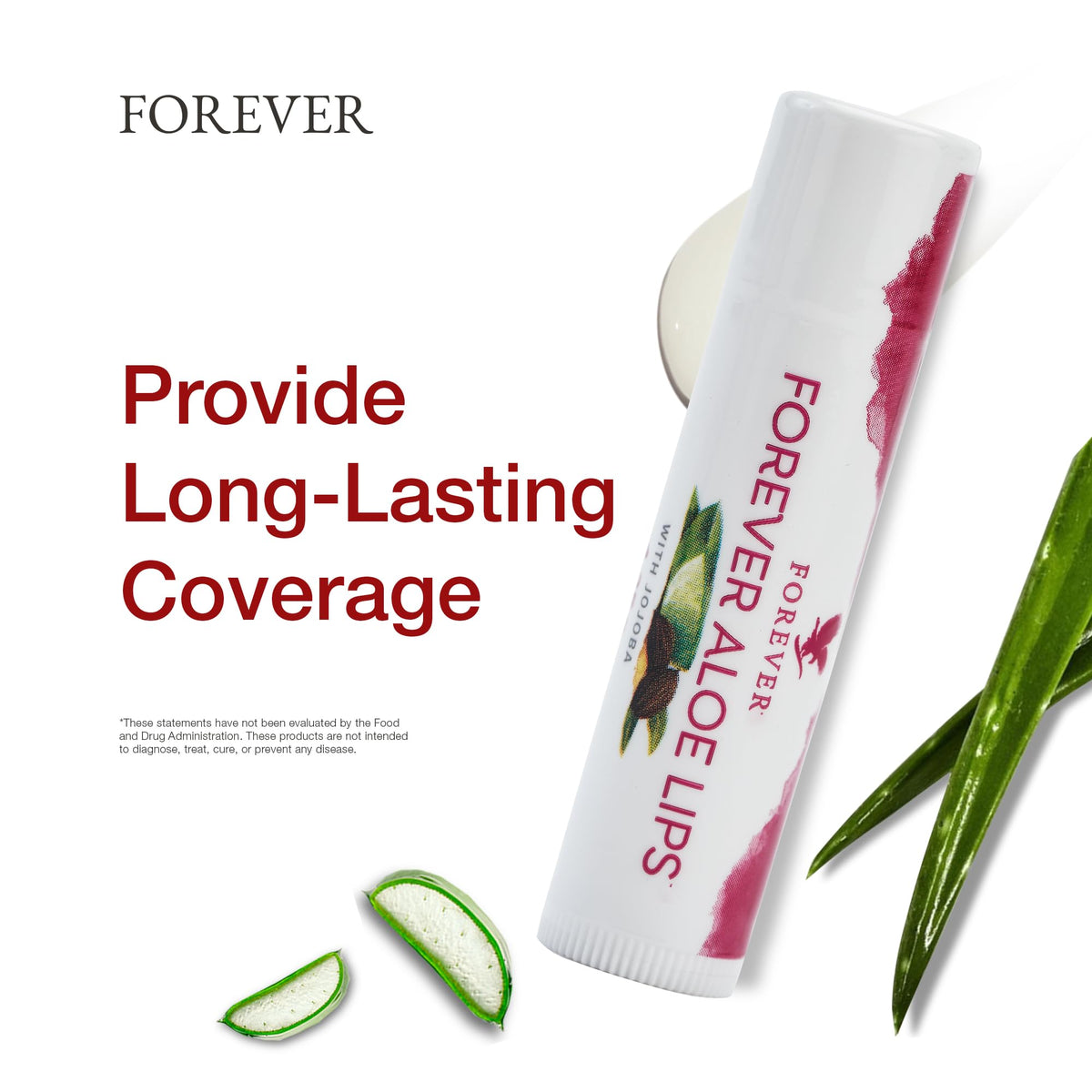 Forever Living aloe lips held in hand to show compact pocket-friendly size