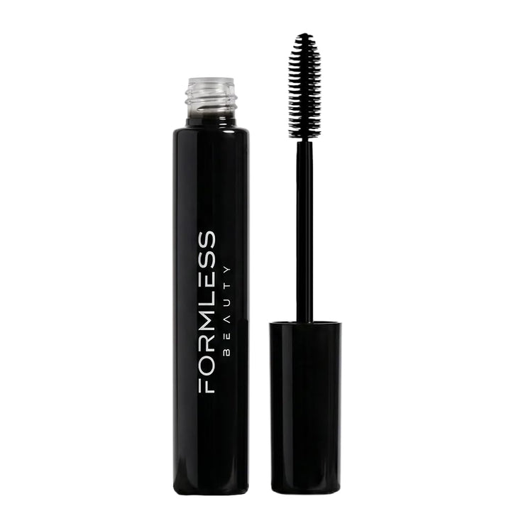 Formless Beauty Elevate Mascara front packaging showing glass tube and label, conveys premium look