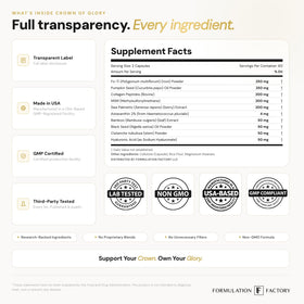 Formulation Factory label detail showing clear ingredient transparency