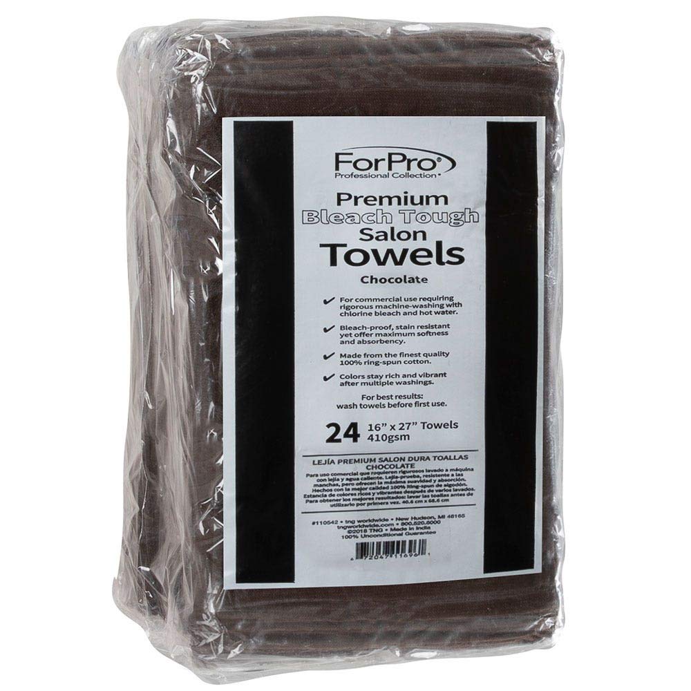ForPro chocolate towel weave close-up highlighting 410 gsm ring-spun cotton durability