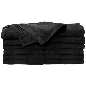 ForPro front view of black 12-pack towels showing professional appearance and stain resistance