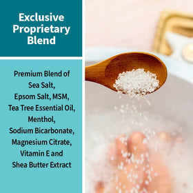 ForPro salts, tea tree oil, and menthol displayed to highlight ingredients