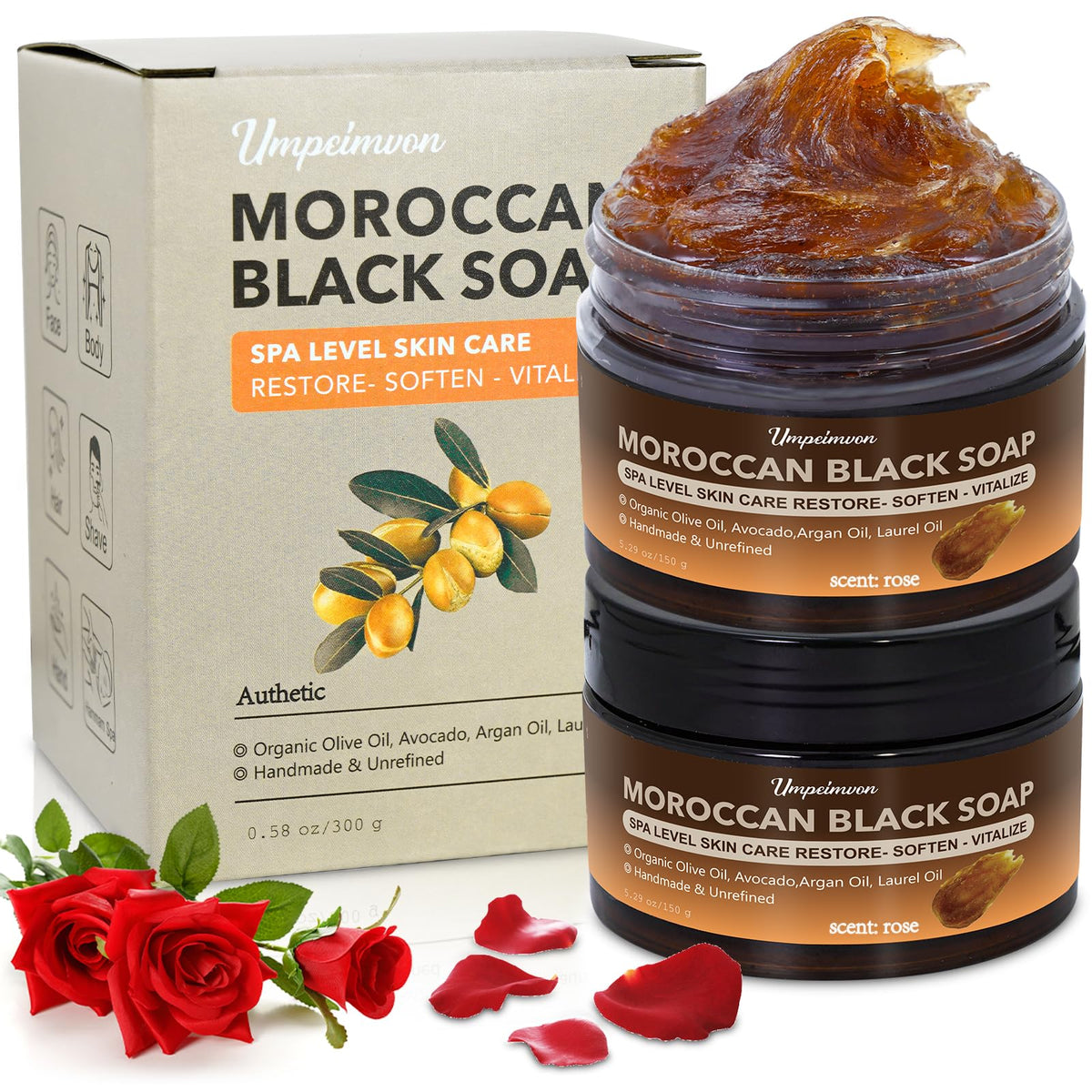 forvirness front packaging showing two black soap bars and benefits