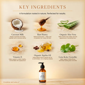 Foxbrim Naturals pump dispensing gentle non-foaming texture for hydration