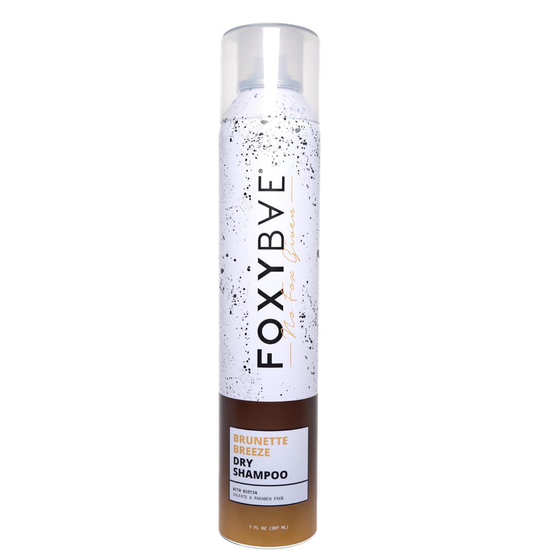 FoxyBae front packaging showing tinted dry shampoo for brunettes and fast oil control