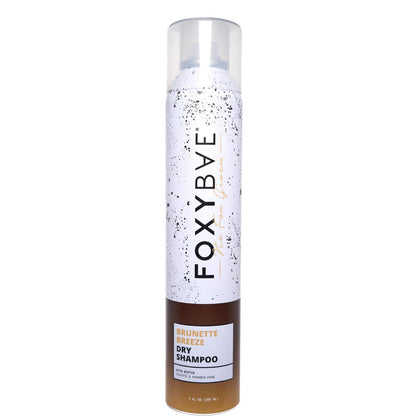 FoxyBae front packaging showing tinted dry shampoo for brunettes and fast oil control