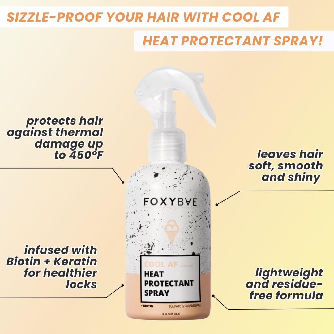 FoxyBae close-up spray nozzle demonstrating fine mist for even heat defense