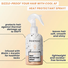 FoxyBae close-up spray nozzle demonstrating fine mist for even heat defense